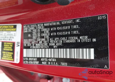 2015 Toyota Venza Le из США, поврежденный, VIN 4T3BA3BB5FU072421